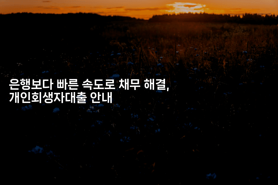 은행보다 빠른 속도로 채무 해결, 개인회생자대출 안내