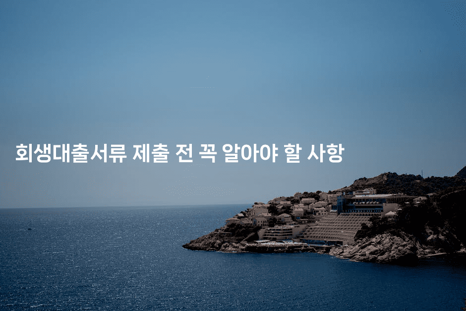 회생대출서류 제출 전 꼭 알아야 할 사항